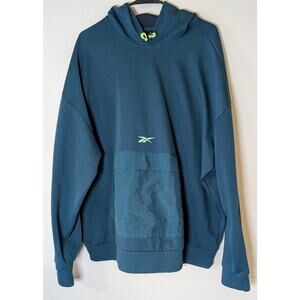 Reebok Classics Men's 2XL Teal Woven Cargo Pocket Hoodie Sweatshirt Oversized